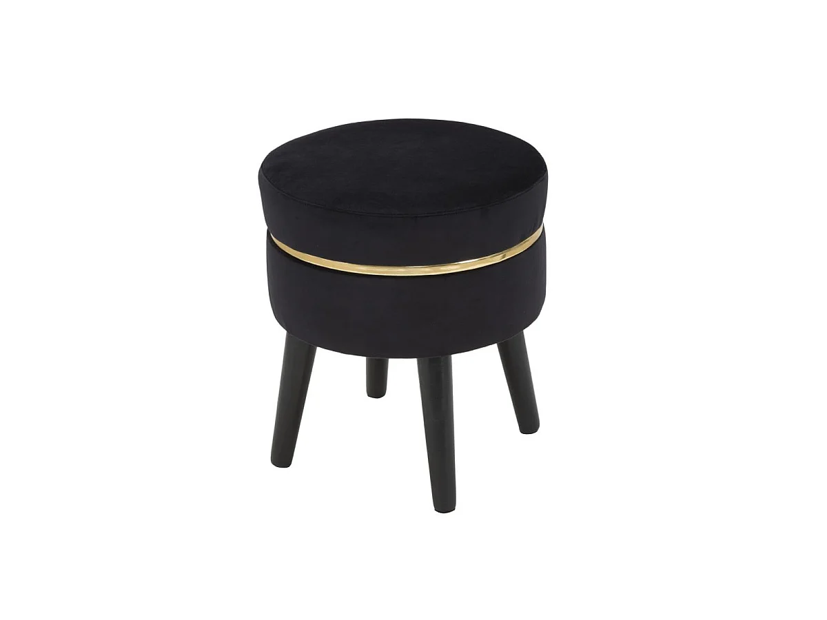 Tabouret Design en Velours "Paris" 40cm Noir