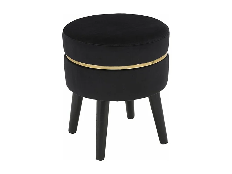 Tabouret Design en Velours "Paris" 40cm Noir