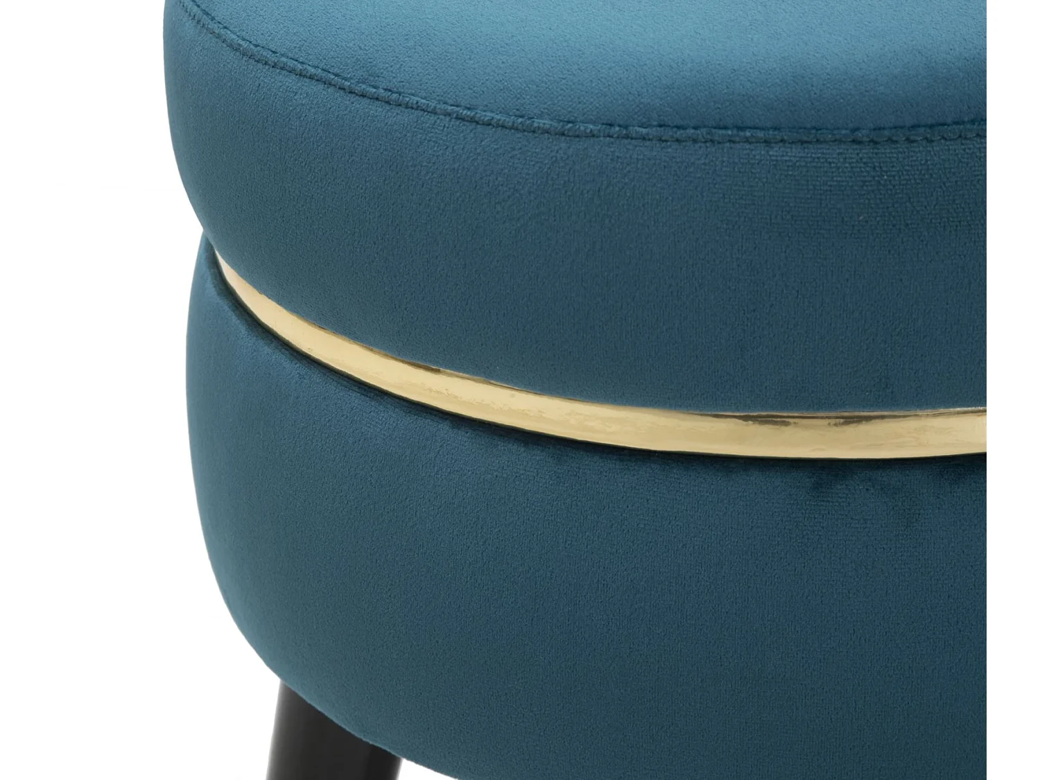 Sgabello rotondo in tessuto blu con gambe in legno Ø cm 35X40,5