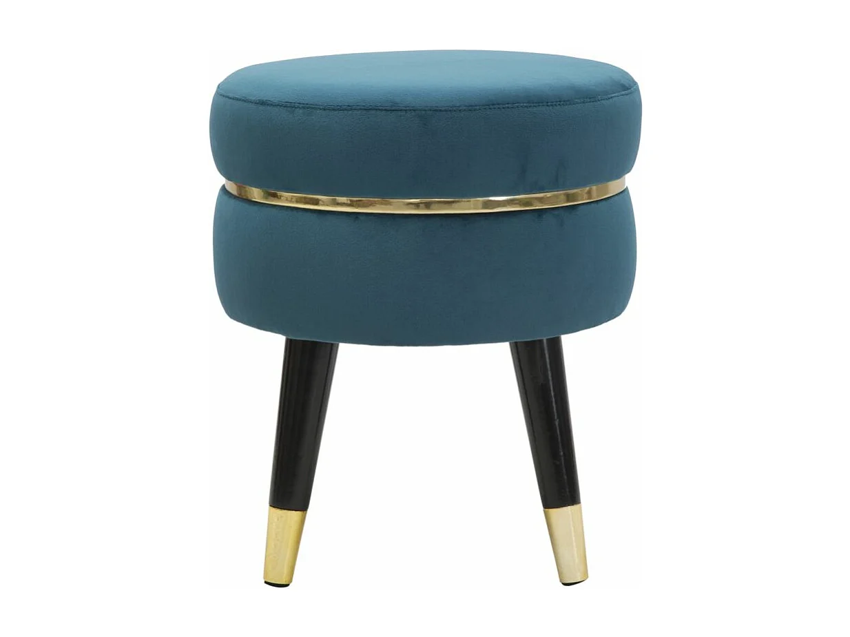 Tabouret Design "Paris" 40cm Bleu & Or