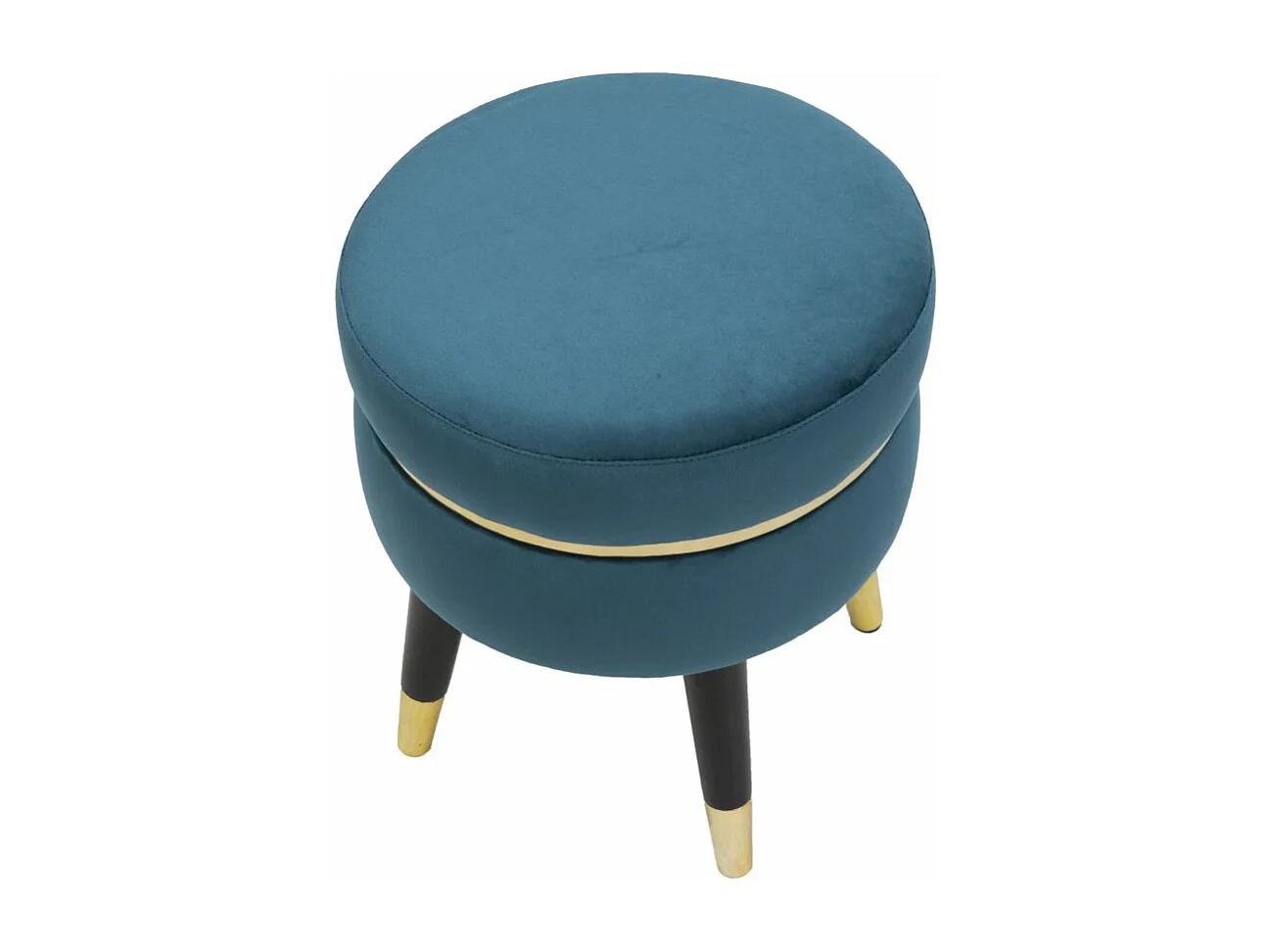 Tabouret Design "Paris" 40cm Bleu & Or