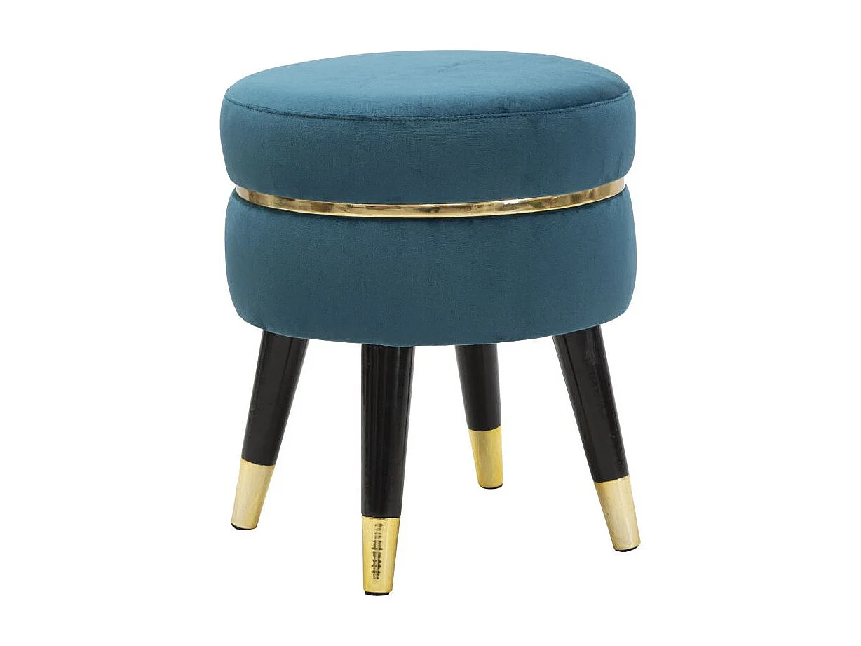 Tabouret Design "Paris" 40cm Bleu & Or