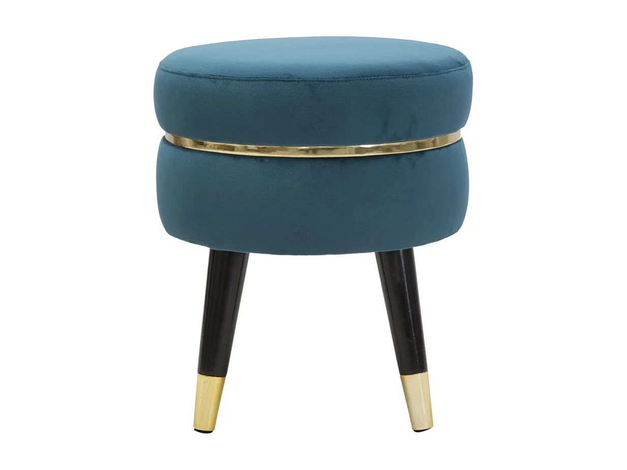 Tabouret Design "Paris" 40cm Bleu & Or