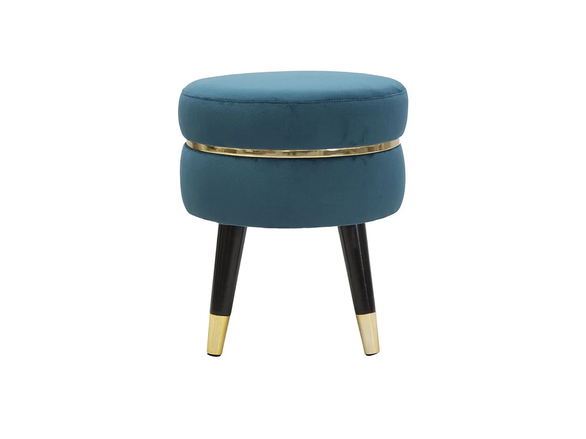 Tabouret Design "Paris" 40cm Bleu & Or