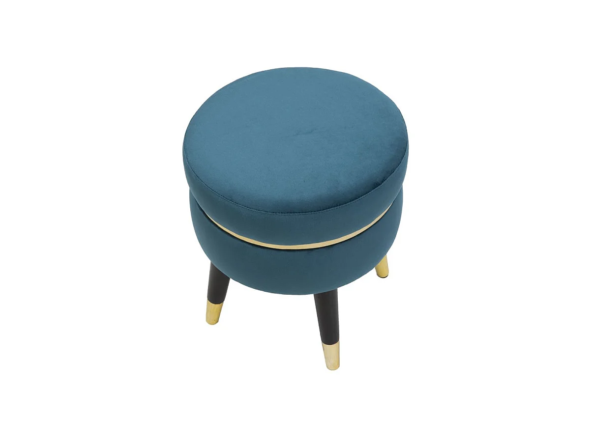 Tabouret Design "Paris" 40cm Bleu & Or