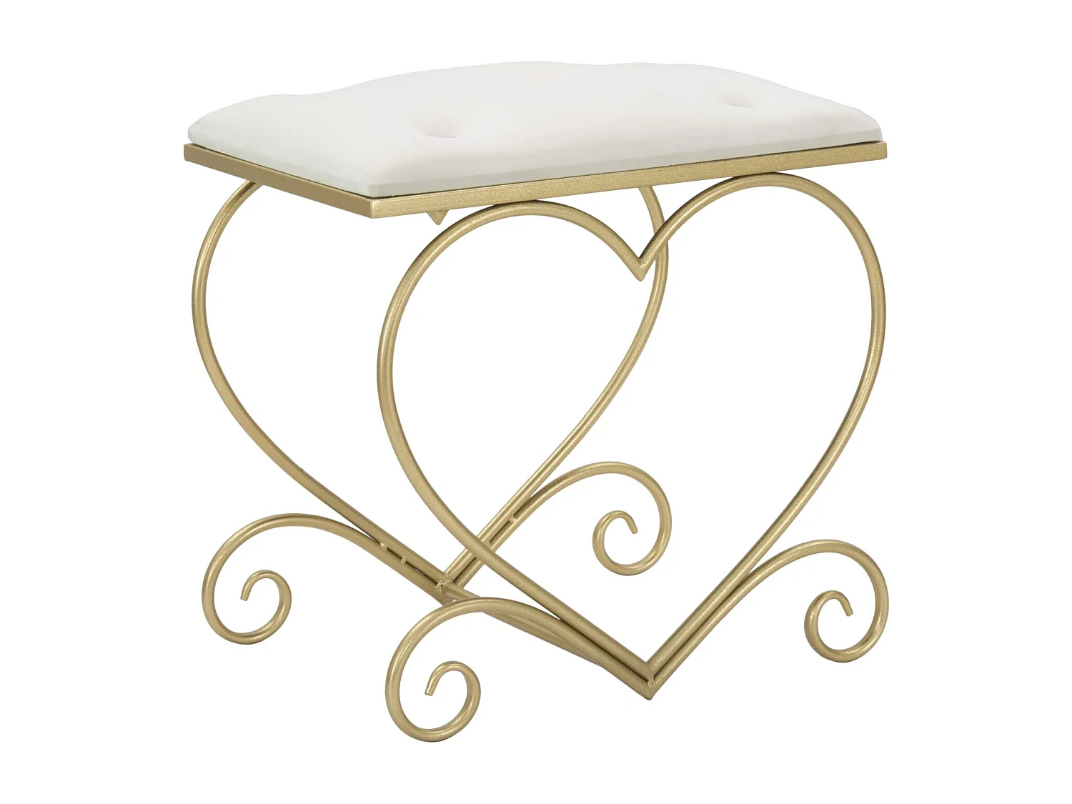 Tabouret Design "Heart" 51cm Crème & Or