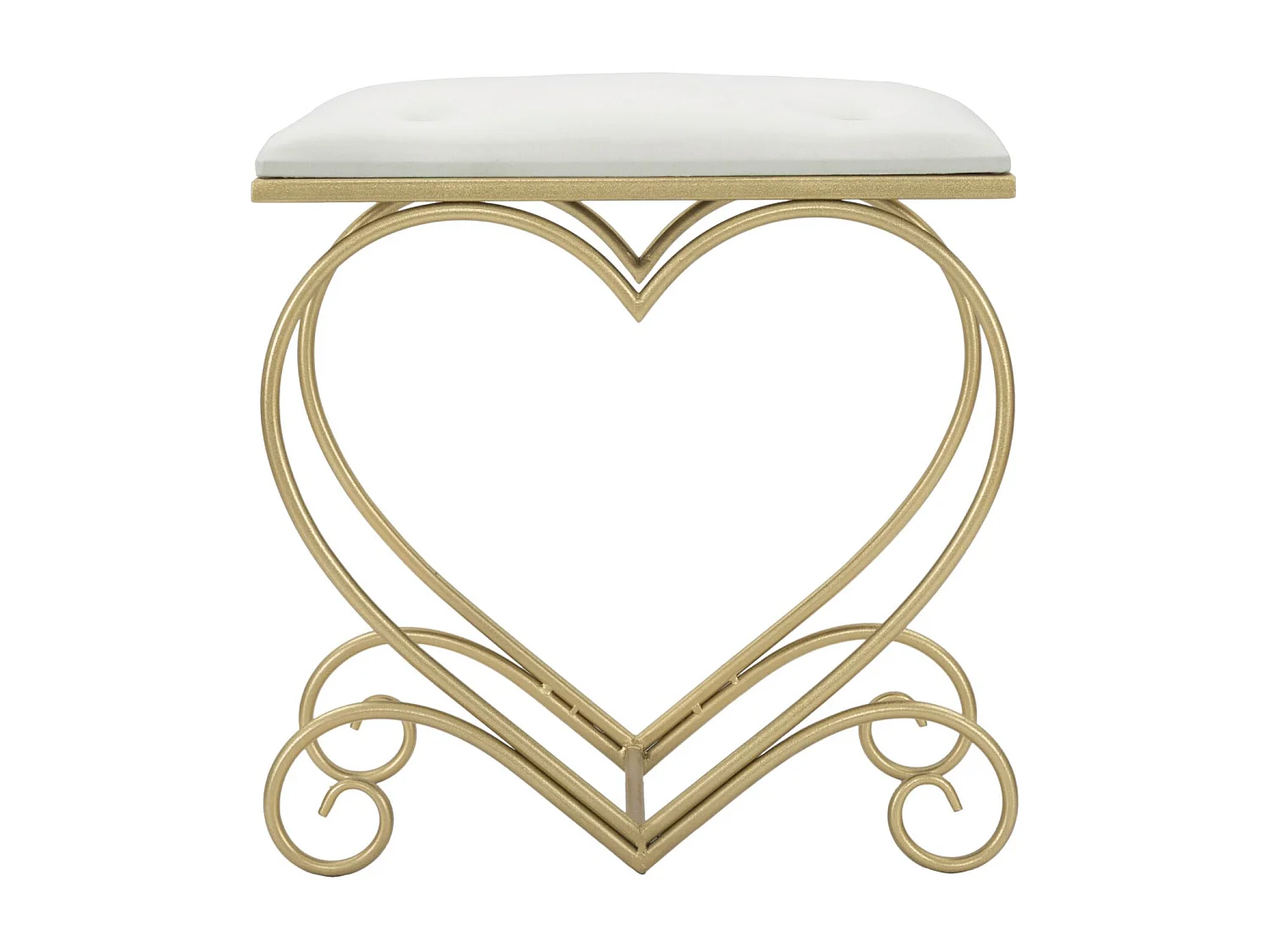 Tabouret Design "Heart" 51cm Crème & Or