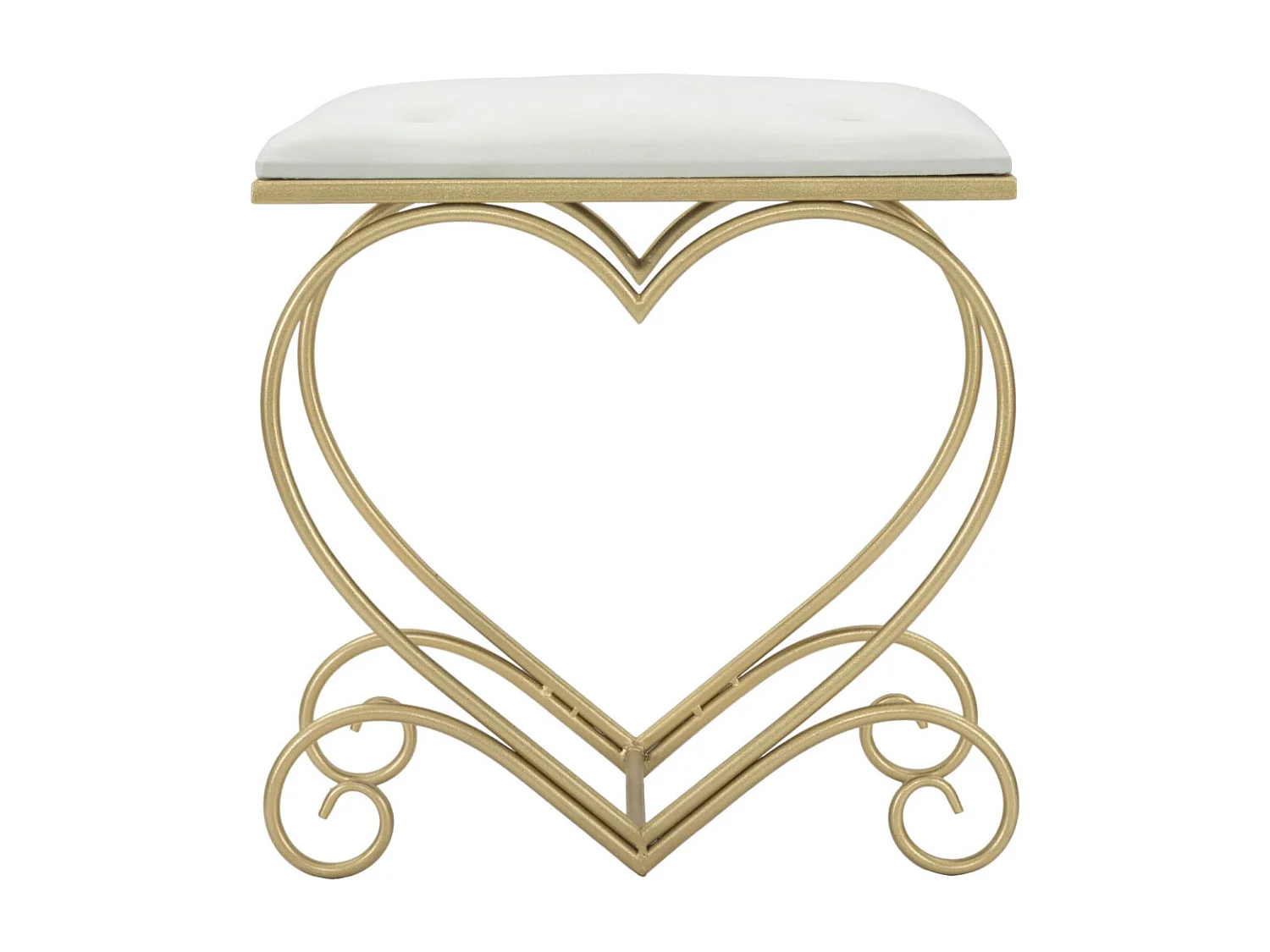 Tabouret Design "Heart" 51cm Crème & Or