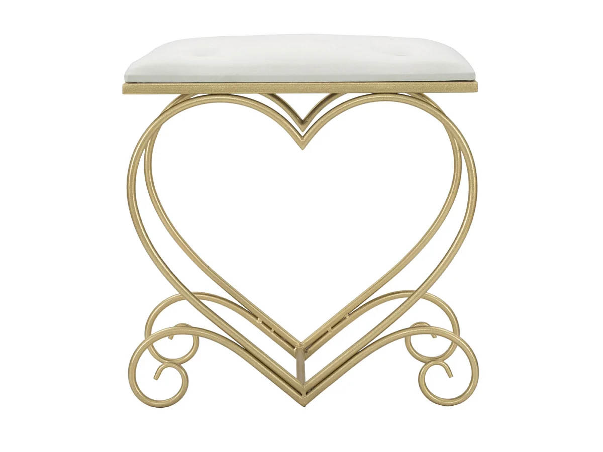 Tabouret Design "Heart" 51cm Crème & Or
