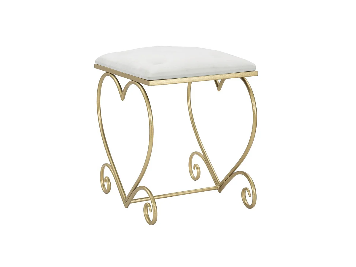 Tabouret Design "Heart" 51cm Crème & Or