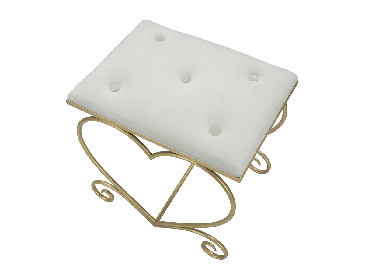 Tabouret Design "Heart" 51cm Crème & Or