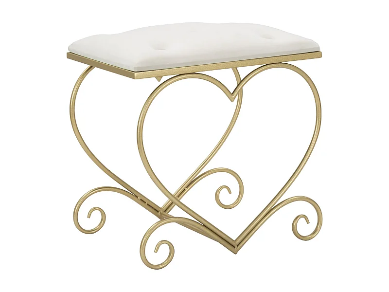 Tabouret Design "Heart" 51cm Crème & Or
