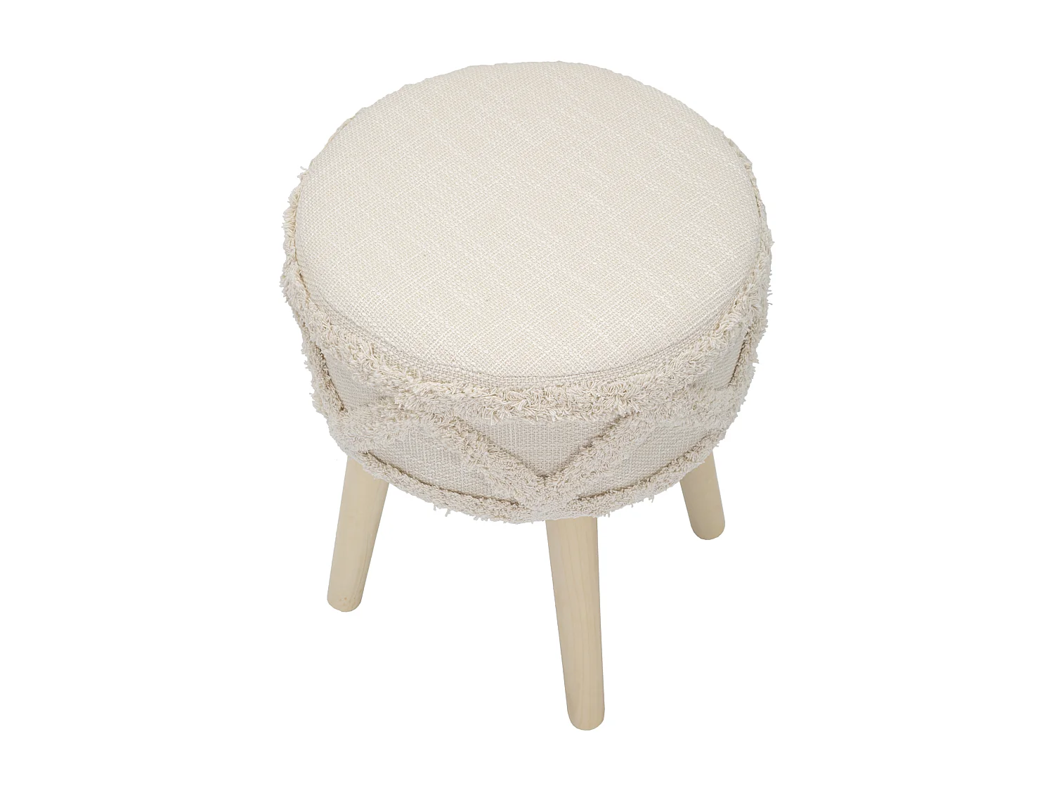 Sgabello rotondo in tessuto beige Ø cm 32x41