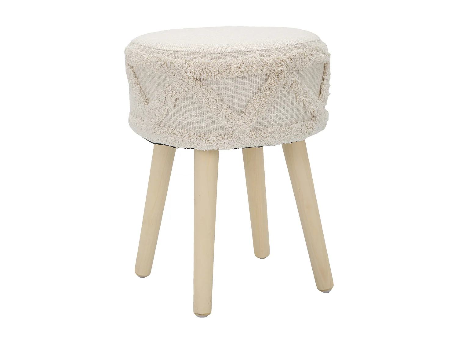 Tabouret Effet Tufté "Damasco" 41cm Beige