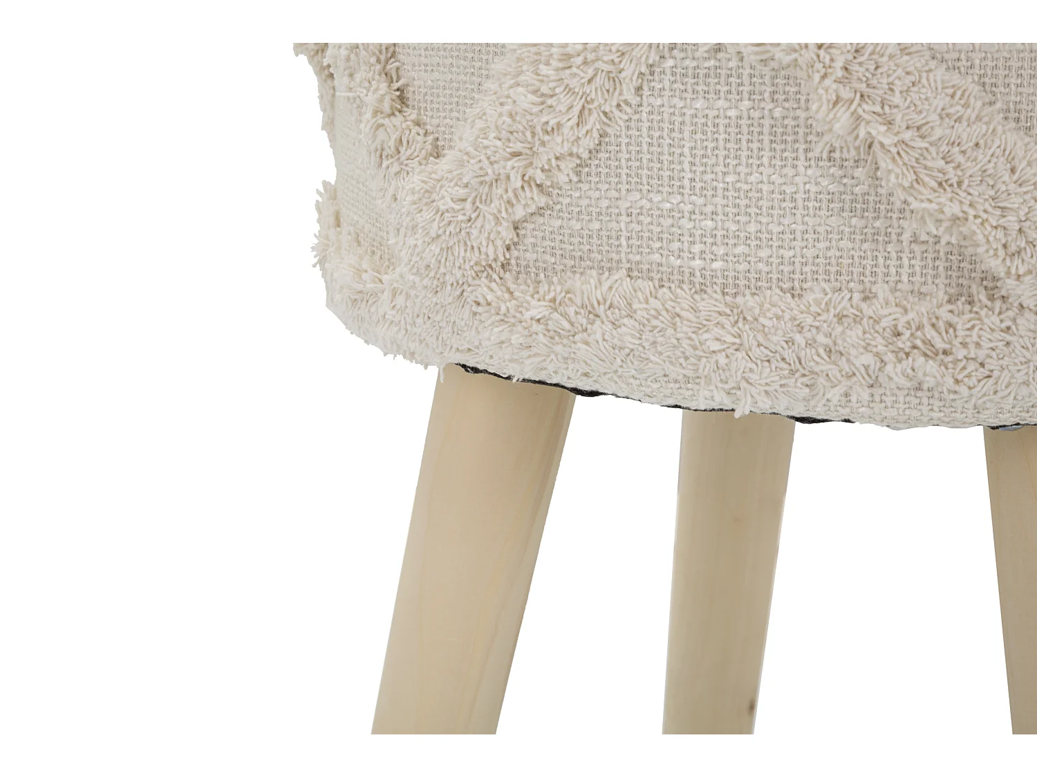 Tabouret Effet Tufté "Damasco" 41cm Beige