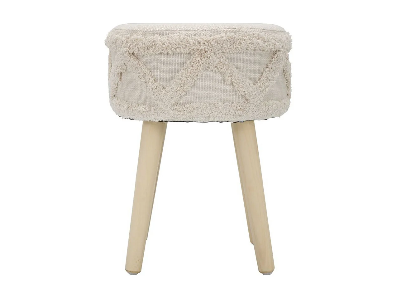Tabouret Effet Tufté "Damasco" 41cm Beige