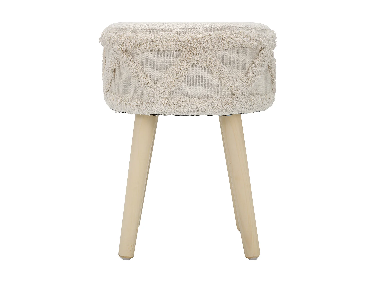 Tabouret Effet Tufté "Damasco" 41cm Beige