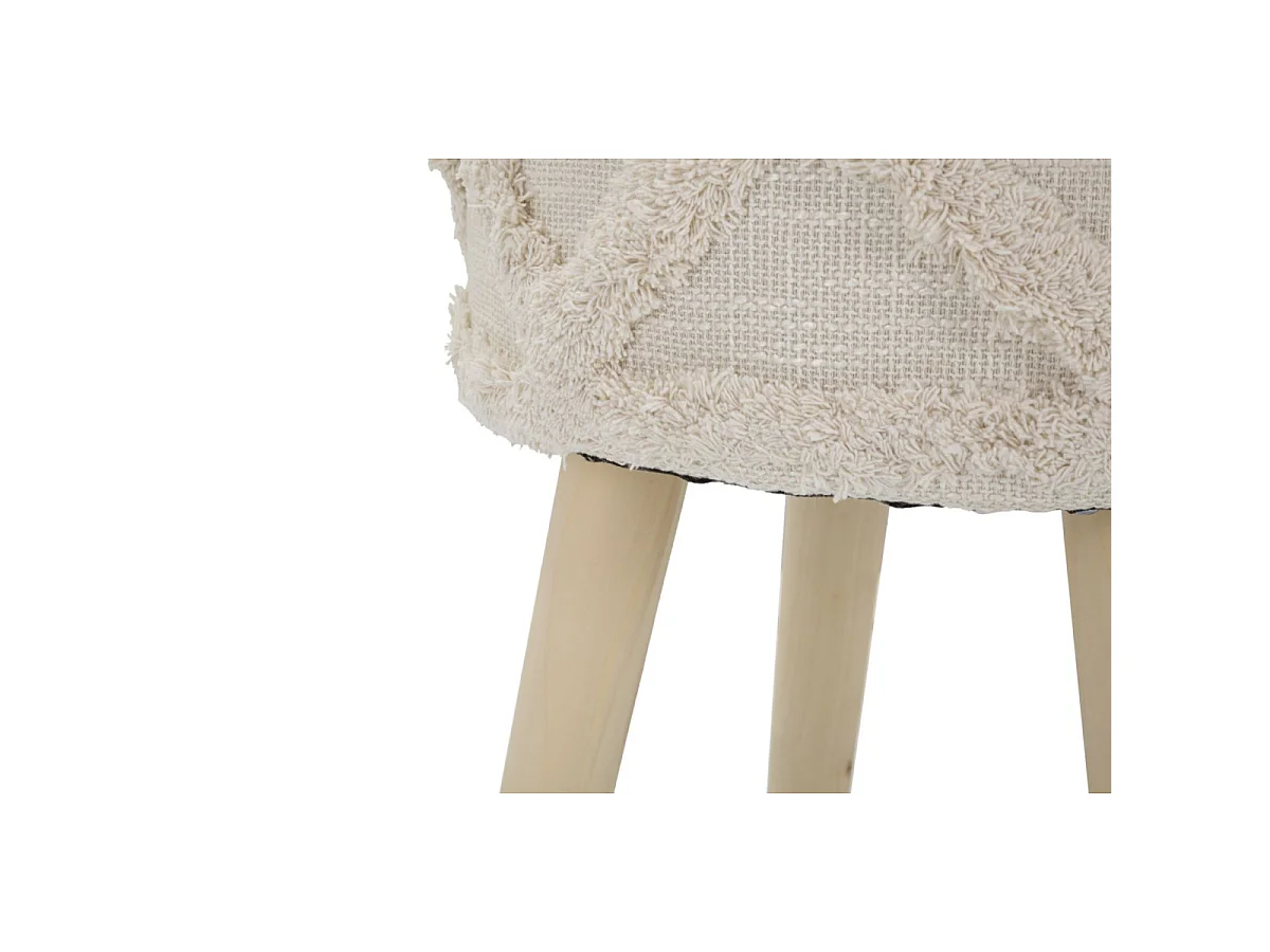 Ronde kruk in beige stof Ø cm 32x41
