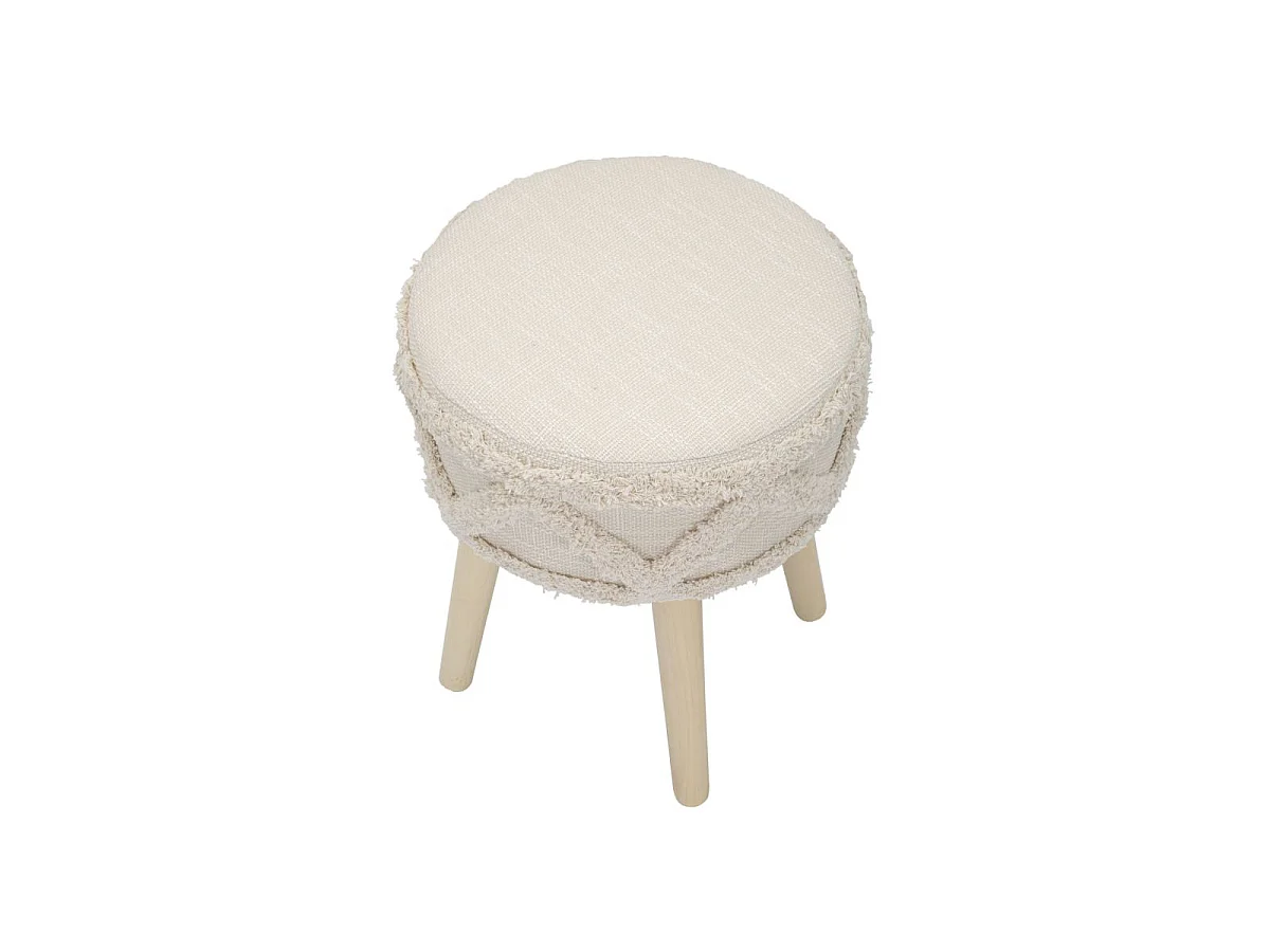 Ronde kruk in beige stof Ø cm 32x41