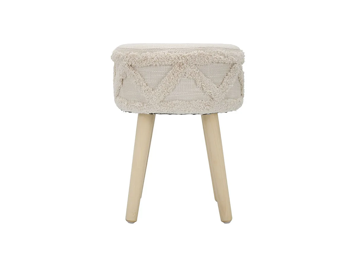 Ronde kruk in beige stof Ø cm 32x41