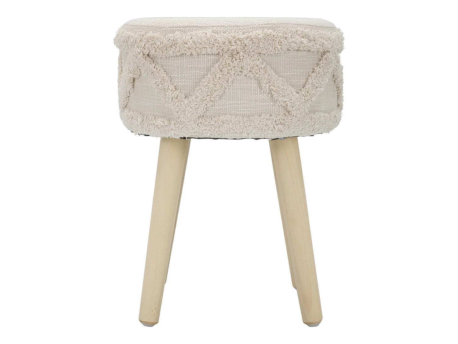 Ronde kruk in beige stof Ø cm 32x41