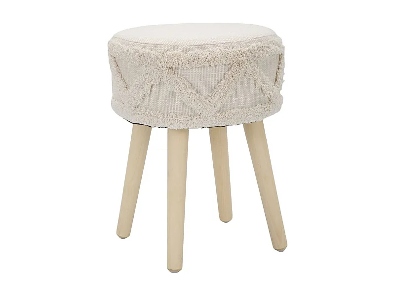 Tabouret Effet Tufté "Damasco" 41cm Beige