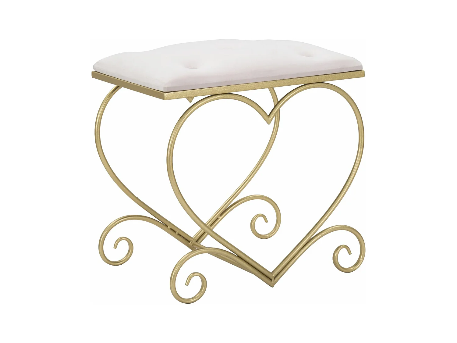 Tabouret forme coeur en tissu rose 50x37,5x51,5 cm