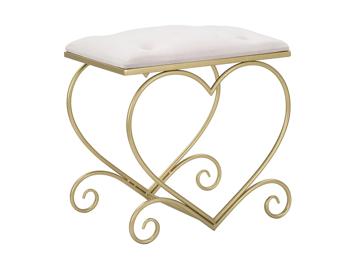 Tabouret Design "Heart" 51cm Rose & Or