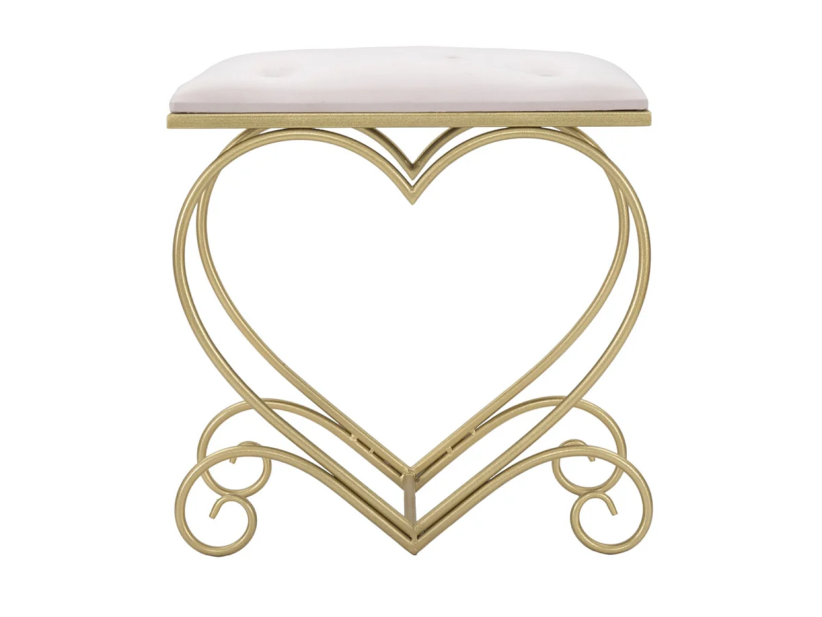 Tabouret Design "Heart" 51cm Rose & Or