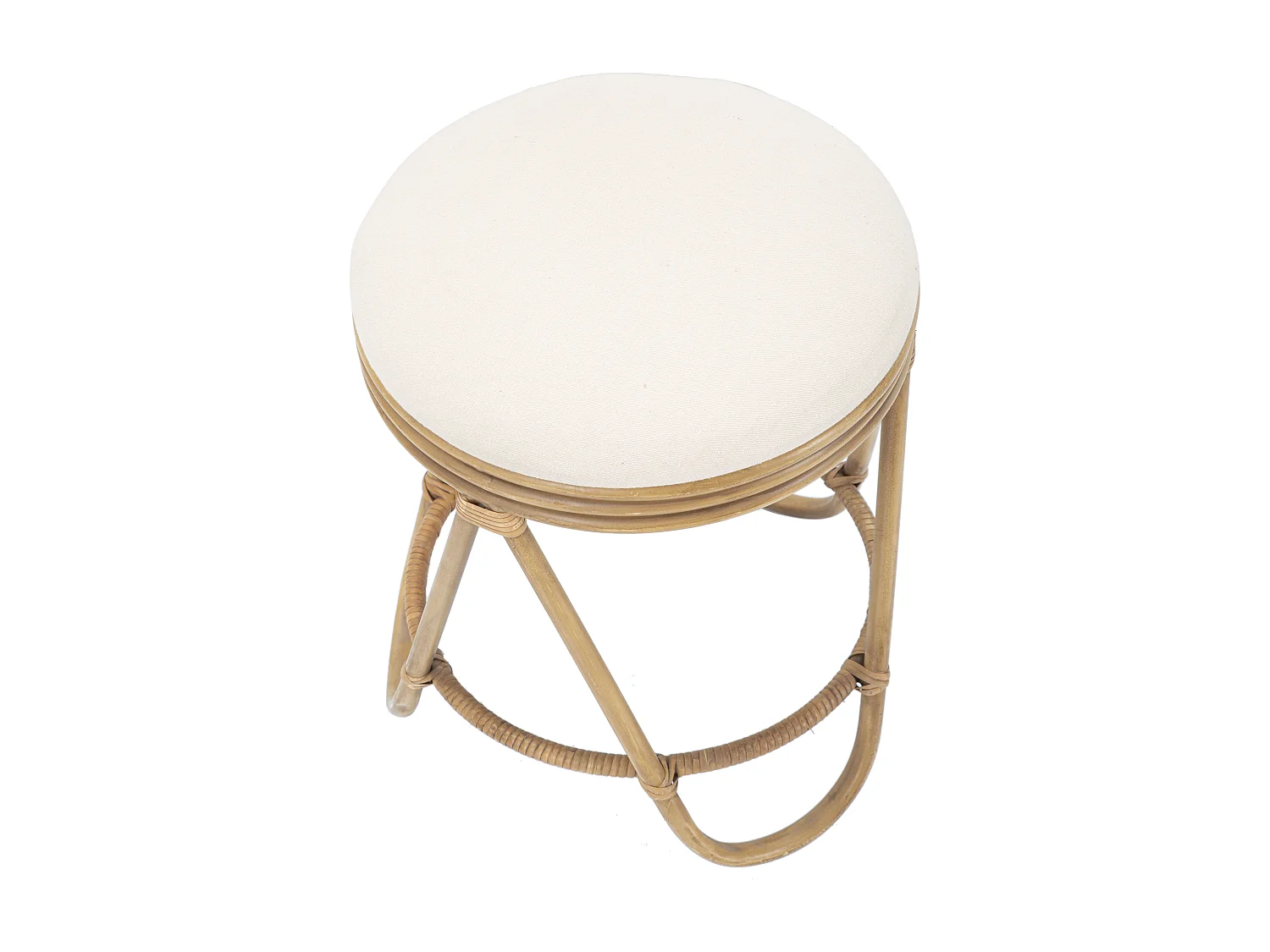 Tabouret rond en métal et tissu marron Ø 37,5x47,5 cm