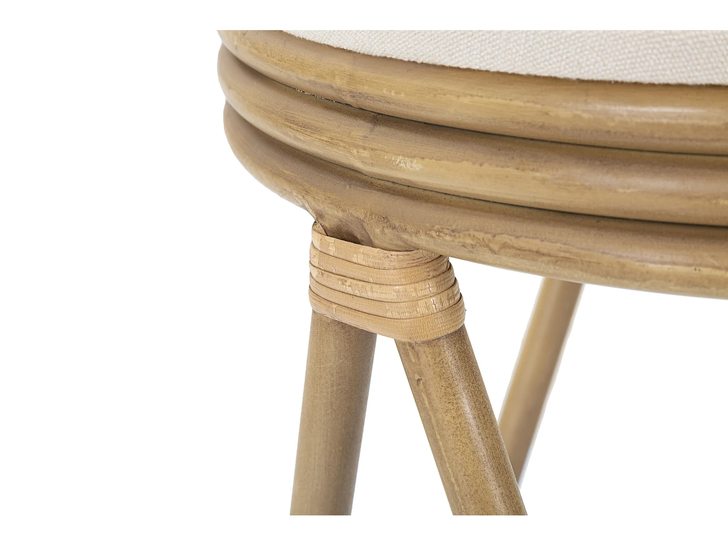 Tabouret rond en métal et tissu marron Ø 37,5x47,5 cm