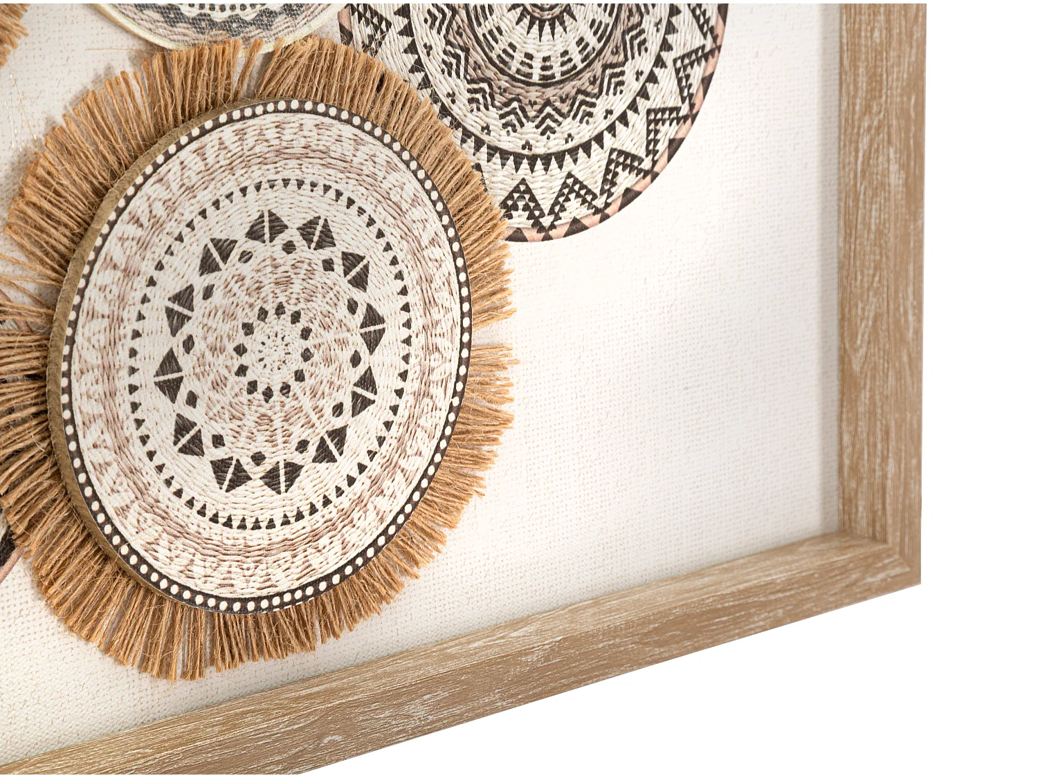 Stampa dipinta su tela con cornice e applicazioni cm 70x2,8x35