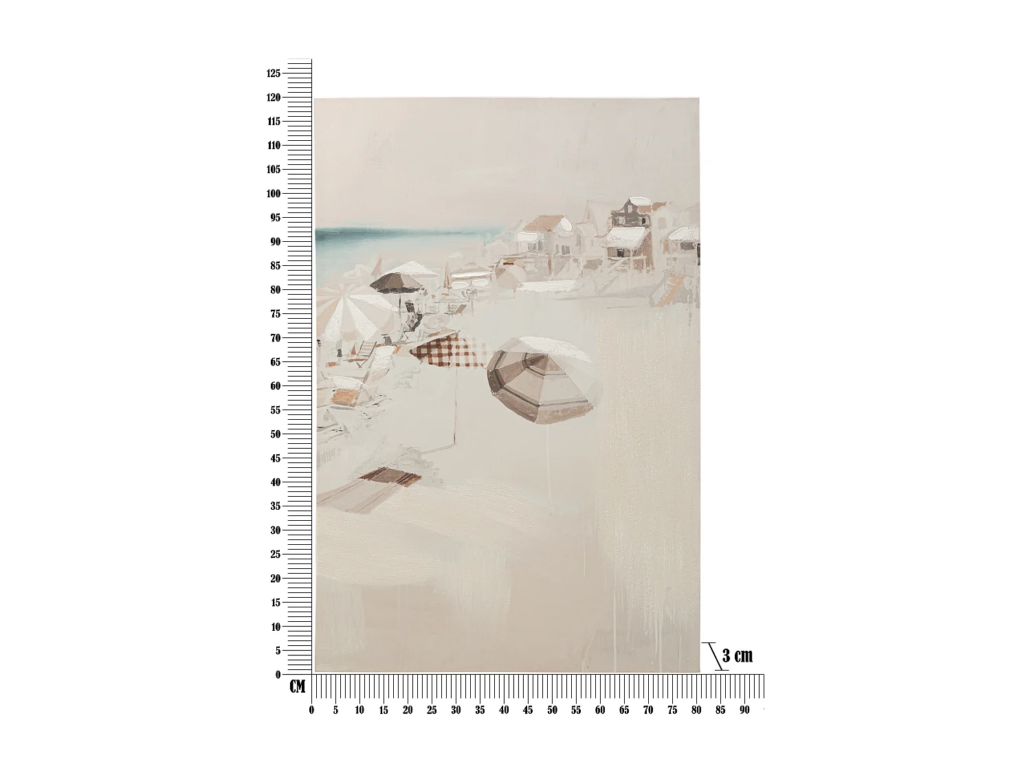 Stampa dipinta su tela spiaggia multicolore cm 80x3x120