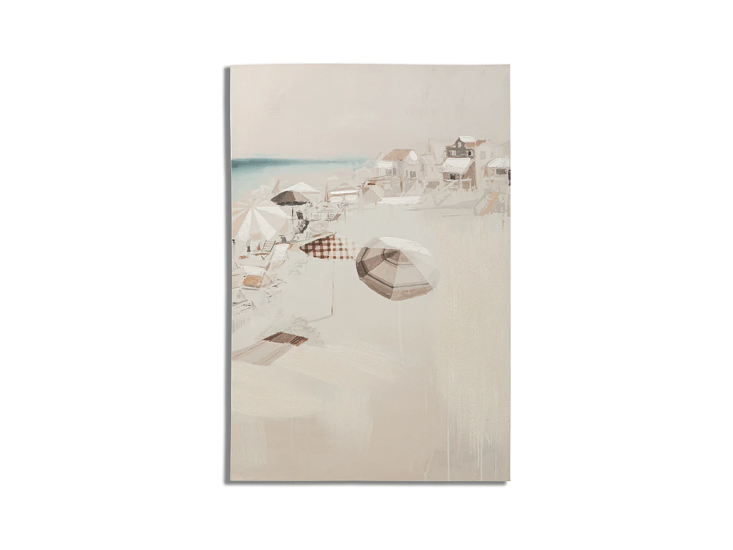 Tableau Toile sur Bois - Plage aux Couleurs Douces Style Impressionniste - 80x3x120 cm - Décoration Murale Apaisante