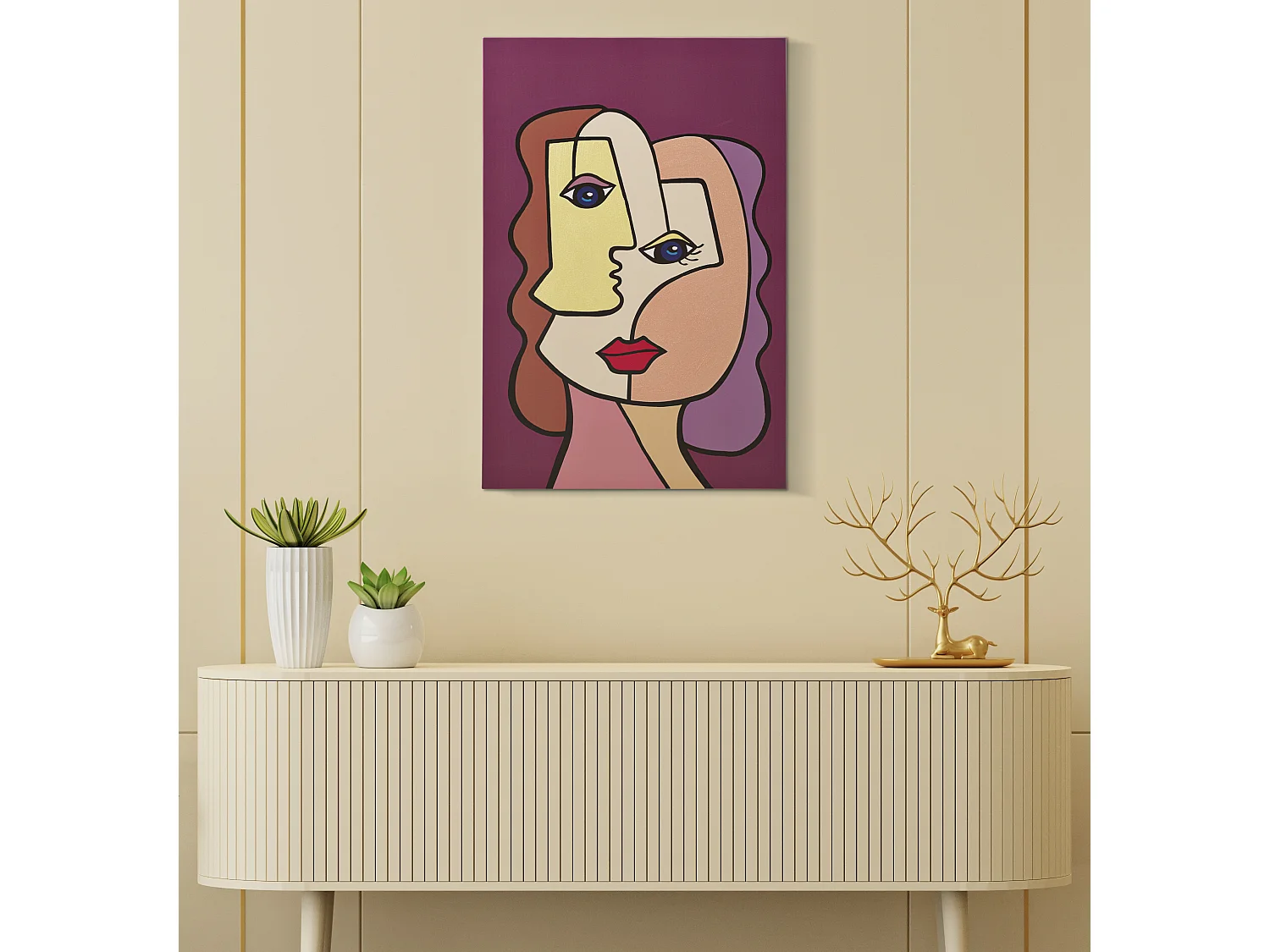 Toile Imprimée Déco "Double Visage" 60x90cm Multicolore