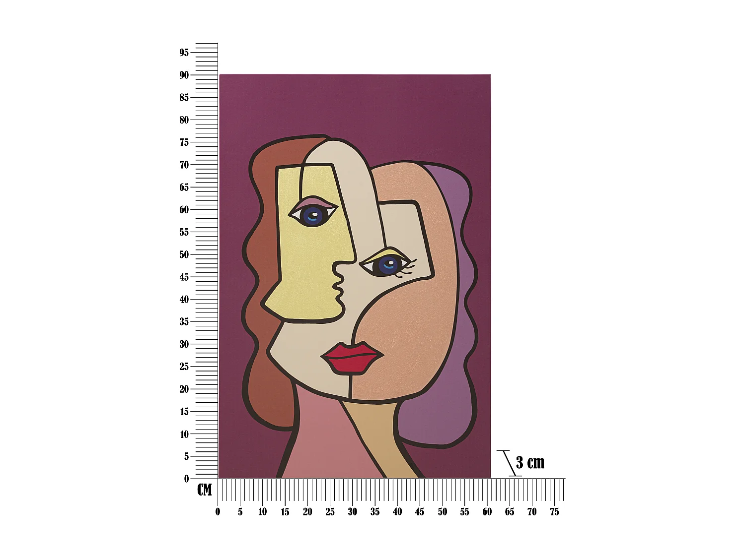 Toile Imprimée Déco "Double Visage" 60x90cm Multicolore