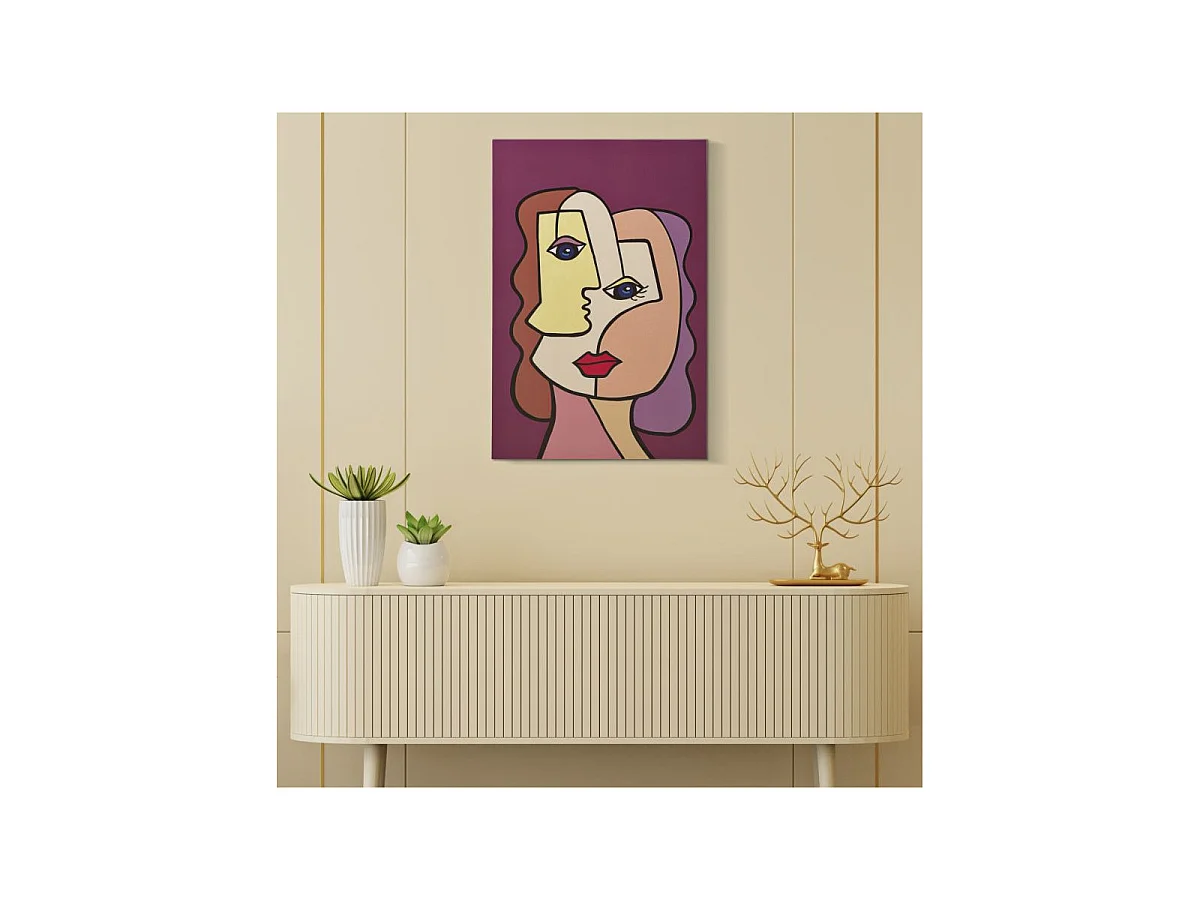 Toile Imprimée Déco "Double Visage" 60x90cm Multicolore