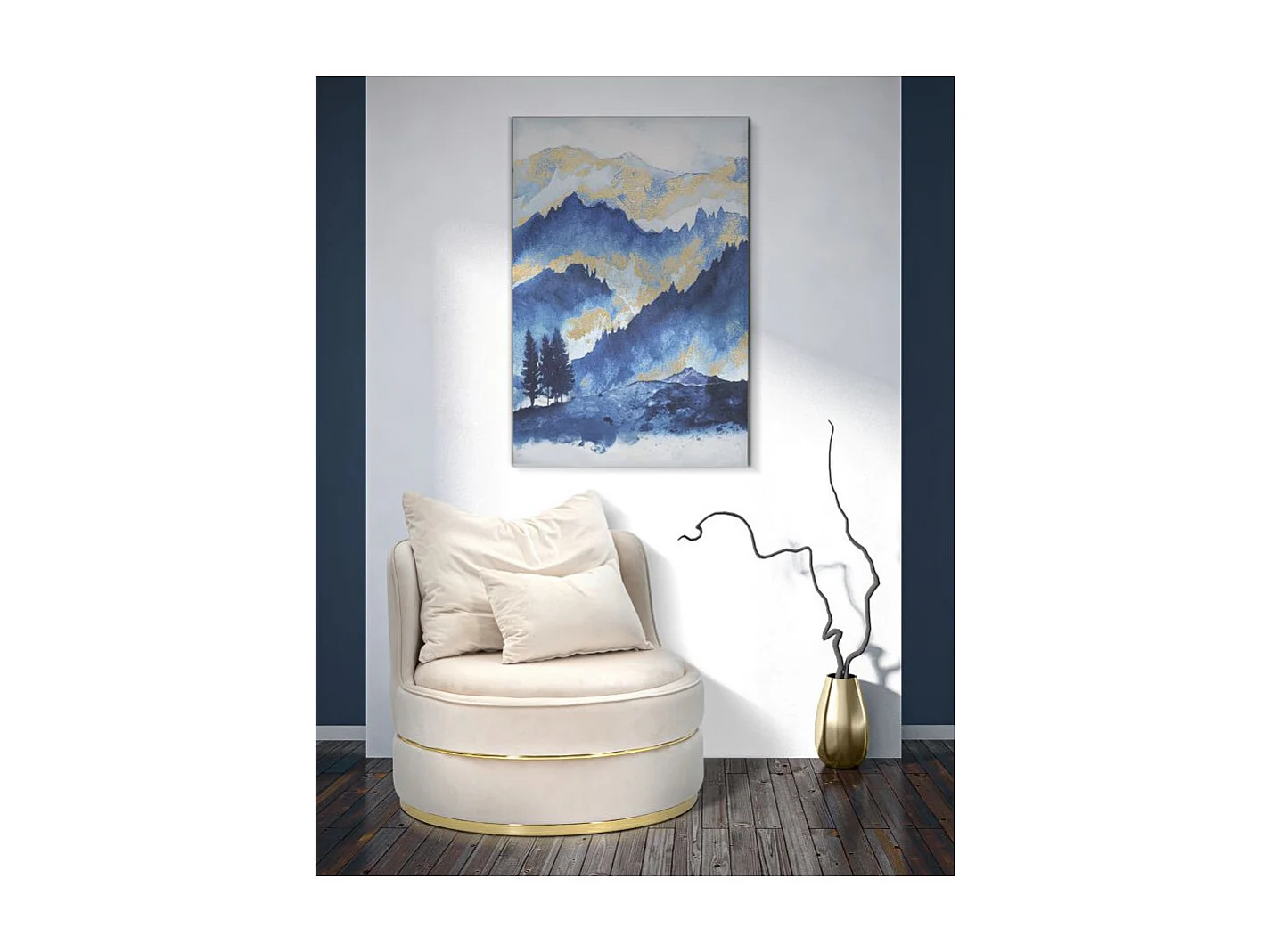 Toile Imprimée Déco "Mountain Tree" 80x120cm Bleu