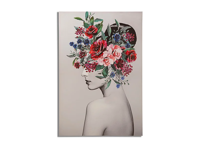 Stampa su tela multicolore donna con fiori cm 80x2,8x120