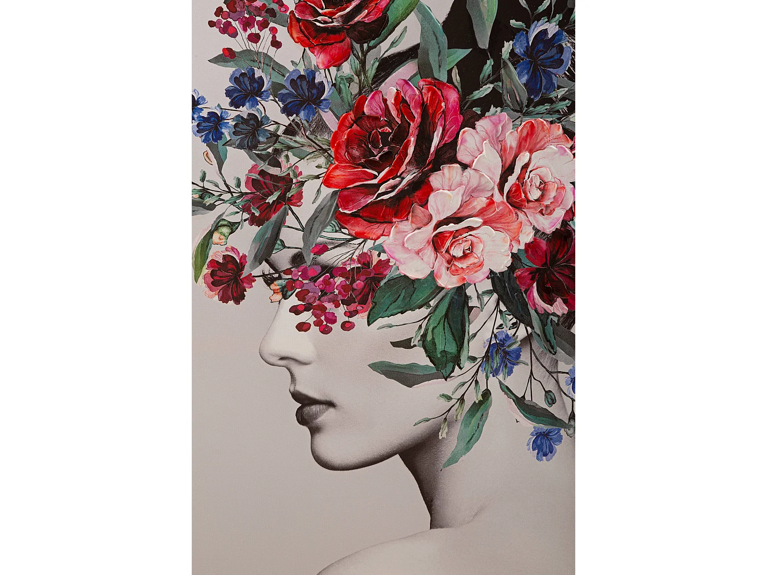 Stampa su tela multicolore donna con fiori cm 80x2,8x120