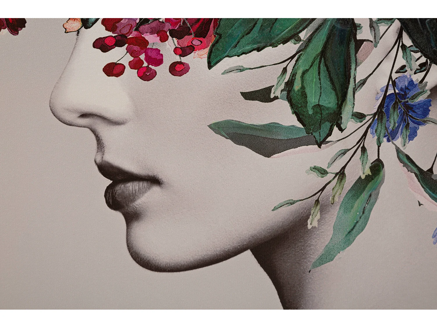 Impression sur toile multicolore femme avec des fleurs 80x2,8x120 cm