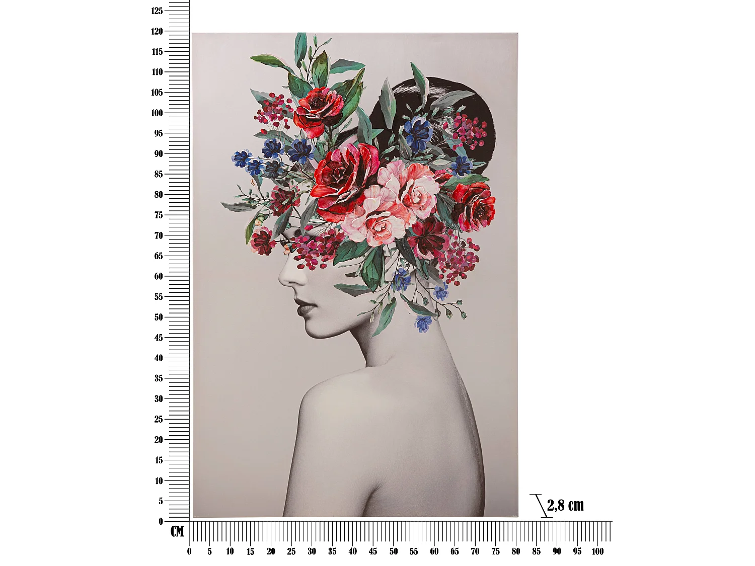 Impression sur toile multicolore femme avec des fleurs 80x2,8x120 cm