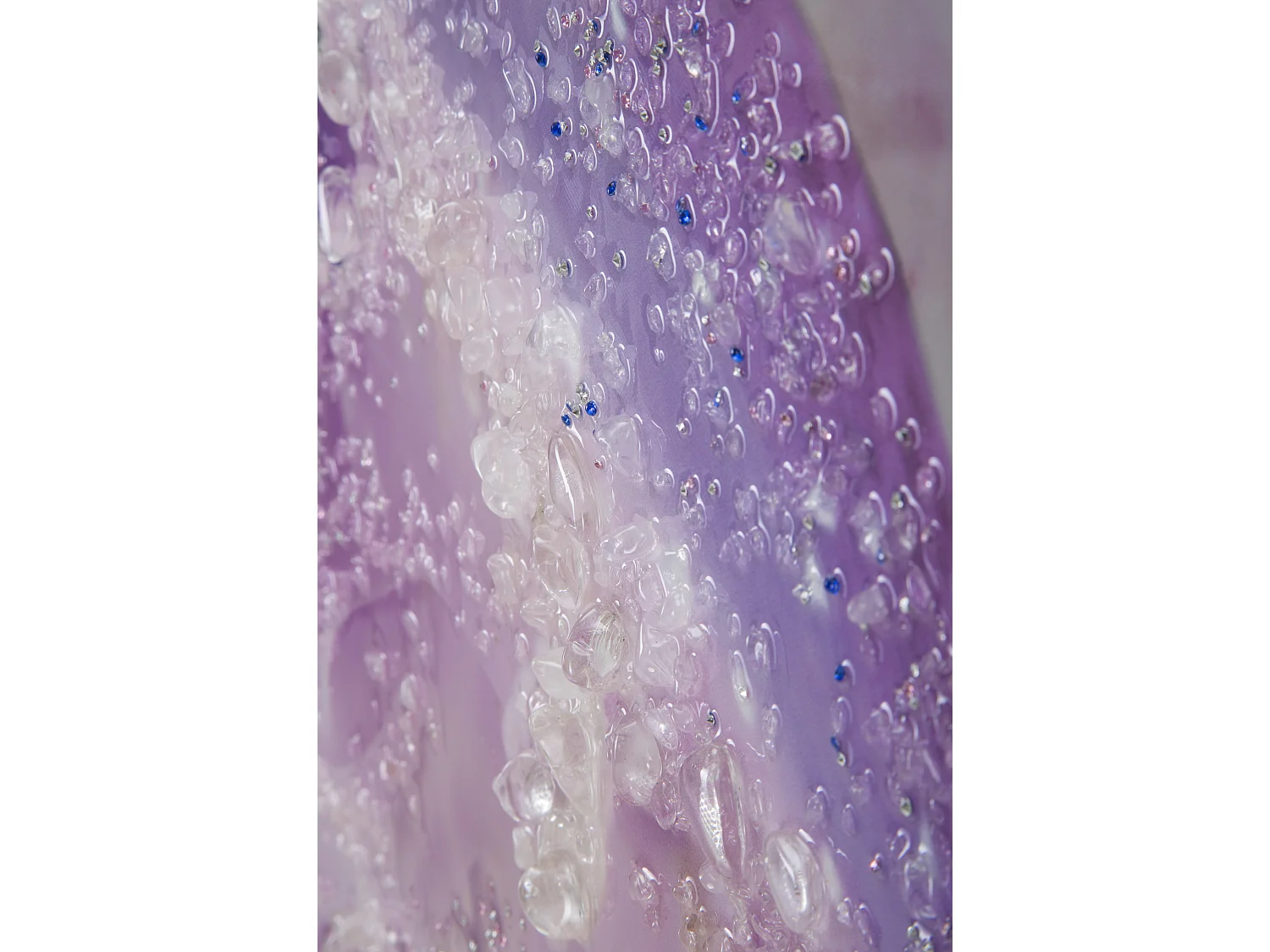 Stampa su tela con applicazioni viola cm 80x3,8x120