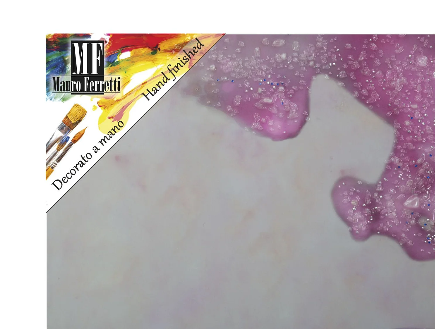 Stampa su tela con applicazioni viola cm 80x3,8x120