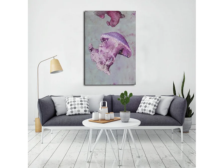 Stampa su tela con applicazioni viola cm 80x3,8x120