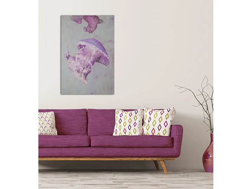 Stampa su tela con applicazioni viola cm 80x3,8x120