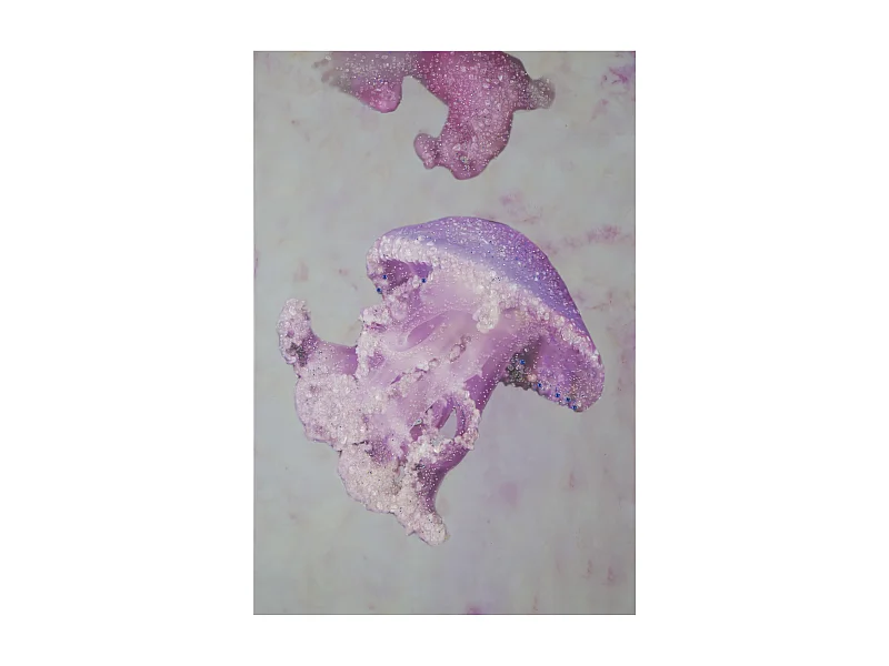 Stampa su tela con applicazioni viola cm 80x3,8x120