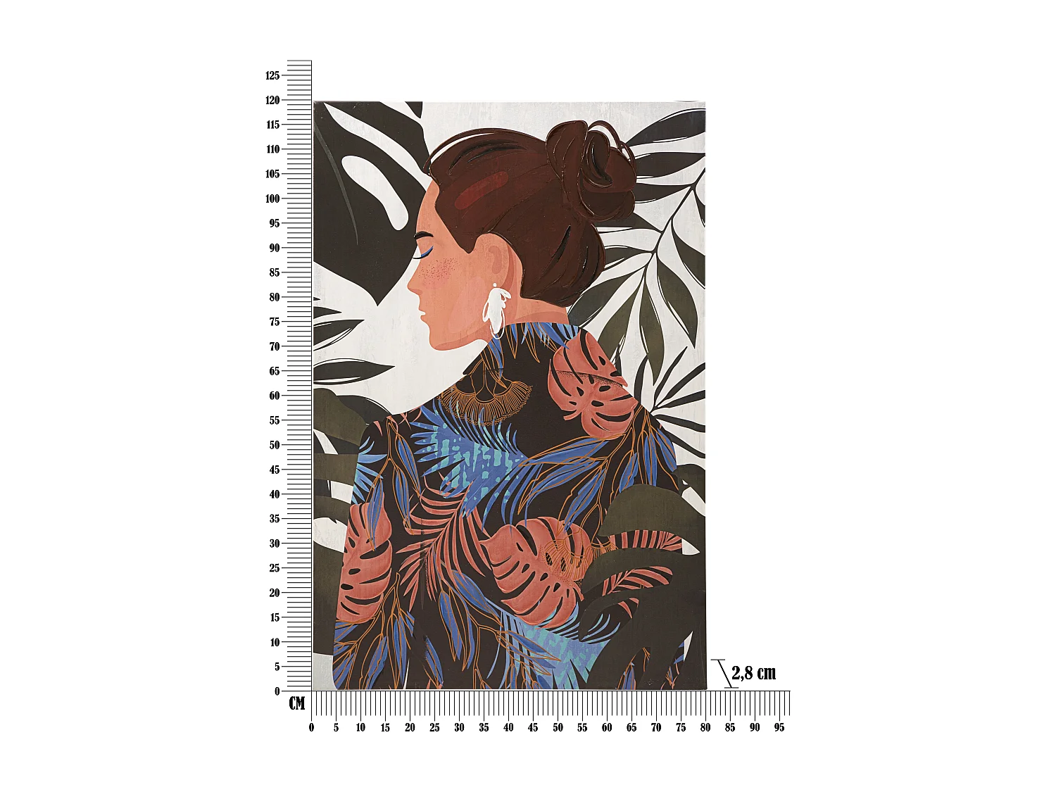 Stampa dipinta su tela donna multicolore cm 80x2,8x120