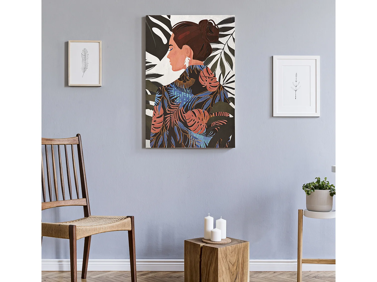 Toile Imprimée Déco "Lady Jungle Dos" 80x120cm Multicolore