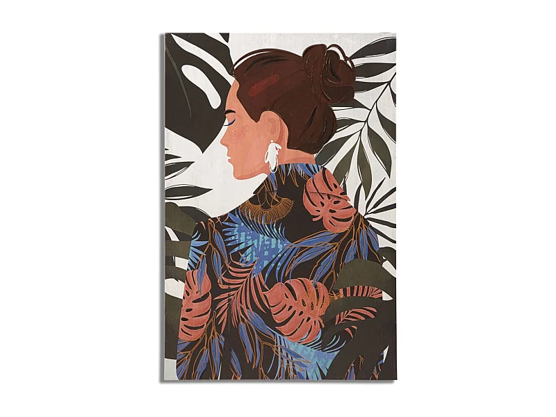 Toile Imprimée Déco "Lady Jungle Dos" 80x120cm Multicolore